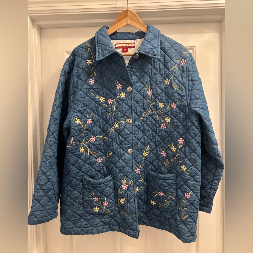 Vintage Womens Denim Embroidered Jacket By Tudor Size Large